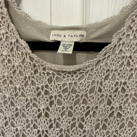 VTG Y2K Lord Taylor Womens M Crochet Lace Top Vest Linen Boho Hippie Cottagecore - Picture 2 of 8